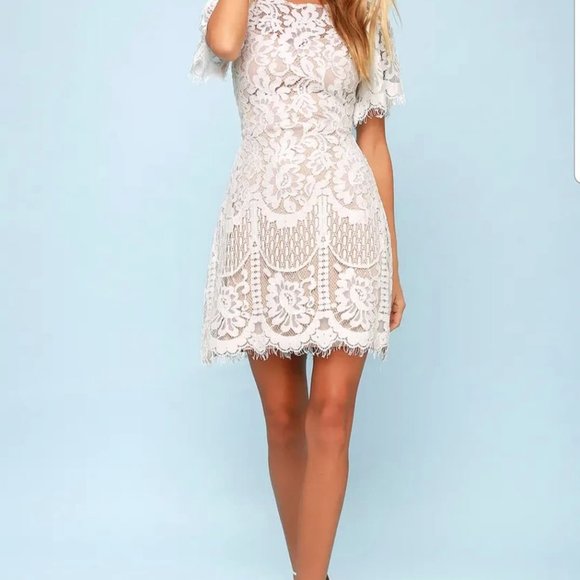 Lulu's Pearson White Lace Short Sleeve dress - Picture 5 of 6